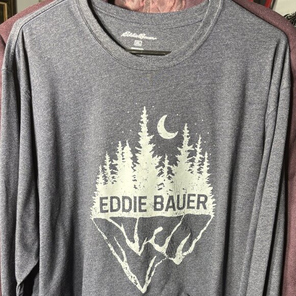 Eddie Bauer Adult Grey 100% Cotton Reflected Mountains Tee T-Shirt SZ XL - Picture 1 of 4